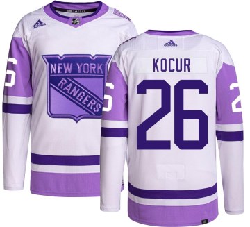 Adidas New York Rangers Men's Joey Kocur Authentic Hockey Fights Cancer NHL Jersey