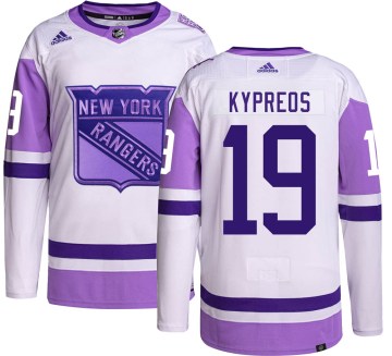 Adidas New York Rangers Men's Nick Kypreos Authentic Hockey Fights Cancer NHL Jersey