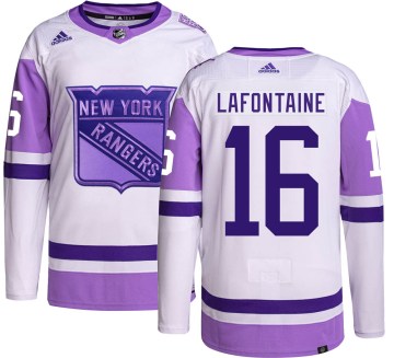 Adidas New York Rangers Men's Pat Lafontaine Authentic Hockey Fights Cancer NHL Jersey