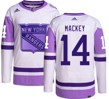 Adidas New York Rangers Men's Connor Mackey Authentic Hockey Fights Cancer NHL Jersey
