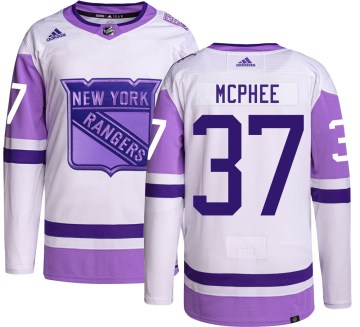 Adidas New York Rangers Men's George Mcphee Authentic Hockey Fights Cancer NHL Jersey