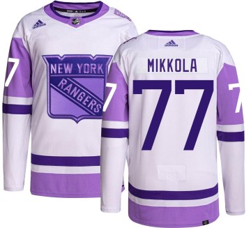 Adidas New York Rangers Men's Niko Mikkola Authentic Hockey Fights Cancer NHL Jersey