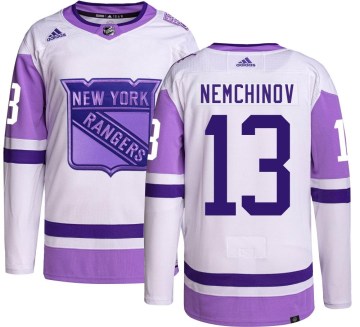 Adidas New York Rangers Men's Sergei Nemchinov Authentic Hockey Fights Cancer NHL Jersey