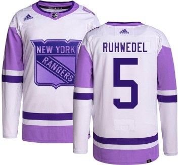 Adidas New York Rangers Men's Chad Ruhwedel Authentic Hockey Fights Cancer NHL Jersey