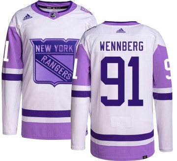 Adidas New York Rangers Men's Alex Wennberg Authentic Hockey Fights Cancer NHL Jersey