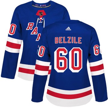 Adidas New York Rangers Women's Alex Belzile Authentic Royal Blue Home NHL Jersey