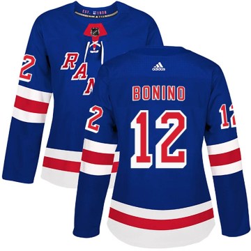 Adidas New York Rangers Women's Nick Bonino Authentic Royal Blue Home NHL Jersey