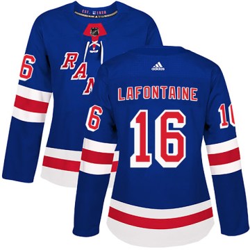 Adidas New York Rangers Women's Pat Lafontaine Authentic Royal Blue Home NHL Jersey