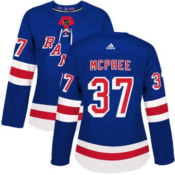 Adidas New York Rangers Women's George Mcphee Authentic Royal Blue Home NHL Jersey