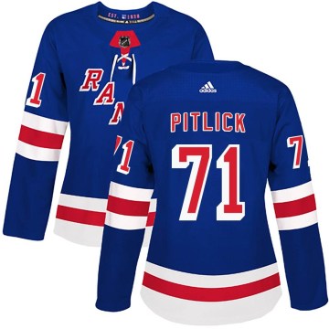 Adidas New York Rangers Women's Tyler Pitlick Authentic Royal Blue Home NHL Jersey