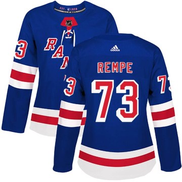 Adidas New York Rangers Women's Matt Rempe Authentic Royal Blue Home NHL Jersey