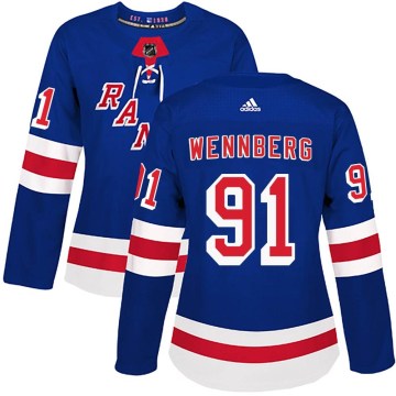 Adidas New York Rangers Women's Alex Wennberg Authentic Royal Blue Home NHL Jersey
