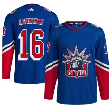Adidas New York Rangers Youth Pat Lafontaine Authentic Royal Reverse Retro 2.0 NHL Jersey