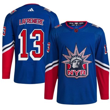 Adidas New York Rangers Youth Alexis Lafreniere Authentic Royal Reverse Retro 2.0 NHL Jersey