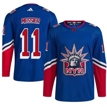 Adidas New York Rangers Youth Mark Messier Authentic Royal Reverse Retro 2.0 NHL Jersey