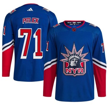 Adidas New York Rangers Youth Tyler Pitlick Authentic Royal Reverse Retro 2.0 NHL Jersey
