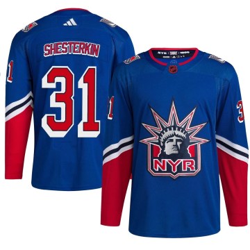 Adidas New York Rangers Youth Igor Shesterkin Authentic Royal Reverse Retro 2.0 NHL Jersey