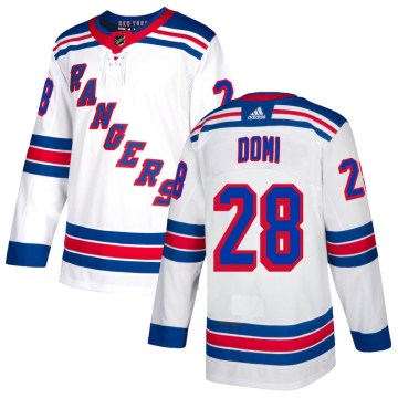 Adidas New York Rangers Youth Tie Domi Authentic White NHL Jersey