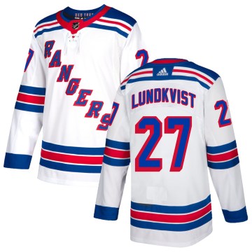 Adidas New York Rangers Youth Nils Lundkvist Authentic White NHL Jersey