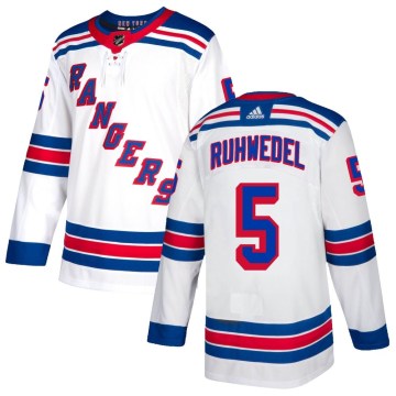 Adidas New York Rangers Youth Chad Ruhwedel Authentic White NHL Jersey
