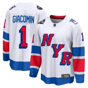 Fanatics Branded New York Rangers Men's Eddie Giacomin Breakaway White 2024 Stadium Series NHL Jersey