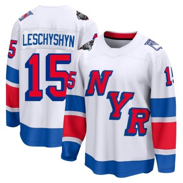 Fanatics Branded New York Rangers Men's Jake Leschyshyn Breakaway White 2024 Stadium Series NHL Jersey