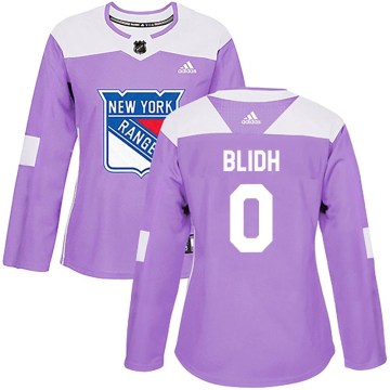 Adidas New York Rangers Women's Anton Blidh Authentic Purple Fights Cancer Practice NHL Jersey