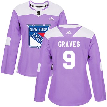 Adidas New York Rangers Women's Adam Graves Authentic Purple Fights Cancer Practice NHL Jersey