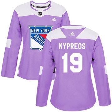 Adidas New York Rangers Women's Nick Kypreos Authentic Purple Fights Cancer Practice NHL Jersey