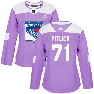 Adidas New York Rangers Women's Tyler Pitlick Authentic Purple Fights Cancer Practice NHL Jersey