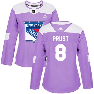Adidas New York Rangers Women's Brandon Prust Authentic Purple Fights Cancer Practice NHL Jersey