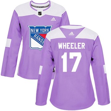 Adidas New York Rangers Women's Blake Wheeler Authentic Purple Fights Cancer Practice NHL Jersey