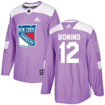 Adidas New York Rangers Youth Nick Bonino Authentic Purple Fights Cancer Practice NHL Jersey