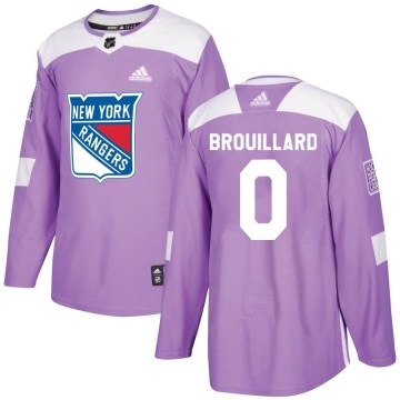 Adidas New York Rangers Youth Nikolas Brouillard Authentic Purple Fights Cancer Practice NHL Jersey