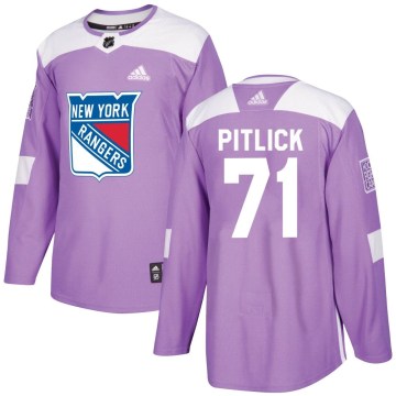 Adidas New York Rangers Youth Tyler Pitlick Authentic Purple Fights Cancer Practice NHL Jersey