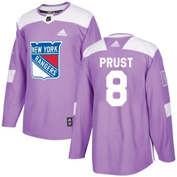 Adidas New York Rangers Youth Brandon Prust Authentic Purple Fights Cancer Practice NHL Jersey