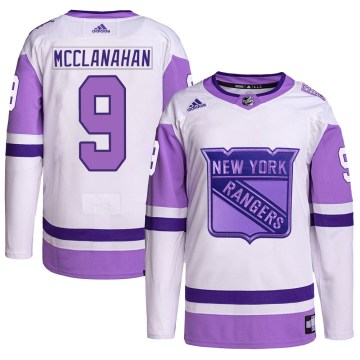 Adidas New York Rangers Men's Rob Mcclanahan Authentic White/Purple Hockey Fights Cancer Primegreen NHL Jersey