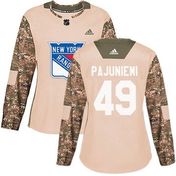 Adidas New York Rangers Women's Lauri Pajuniemi Authentic Camo Veterans Day Practice NHL Jersey