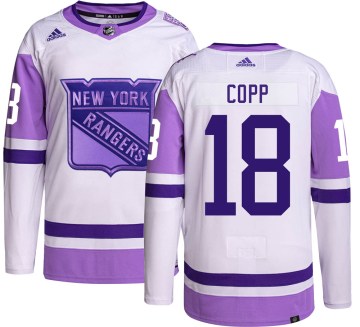 Adidas New York Rangers Youth Andrew Copp Authentic Hockey Fights Cancer NHL Jersey