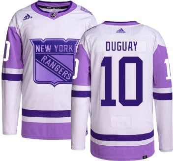 Adidas New York Rangers Youth Ron Duguay Authentic Hockey Fights Cancer NHL Jersey