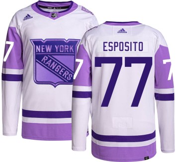 Adidas New York Rangers Youth Phil Esposito Authentic Hockey Fights Cancer NHL Jersey