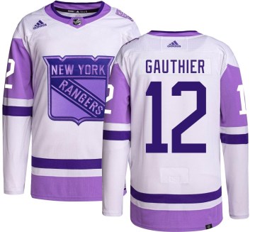 Adidas New York Rangers Youth Julien Gauthier Authentic Hockey Fights Cancer NHL Jersey