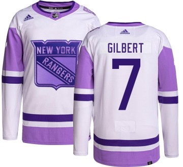 Adidas New York Rangers Youth Rod Gilbert Authentic Hockey Fights Cancer NHL Jersey