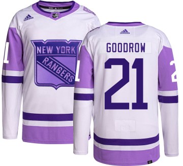 Adidas New York Rangers Youth Barclay Goodrow Authentic Hockey Fights Cancer NHL Jersey