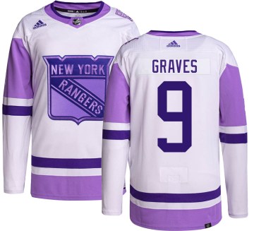 Adidas New York Rangers Youth Adam Graves Authentic Hockey Fights Cancer NHL Jersey