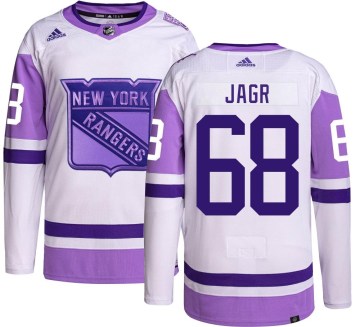 Adidas New York Rangers Youth Jaromir Jagr Authentic Hockey Fights Cancer NHL Jersey