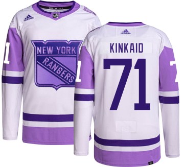 Adidas New York Rangers Youth Keith Kinkaid Authentic Hockey Fights Cancer NHL Jersey