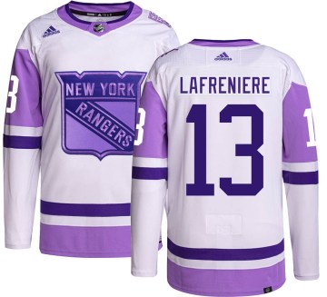 Adidas New York Rangers Youth Alexis Lafreniere Authentic Hockey Fights Cancer NHL Jersey