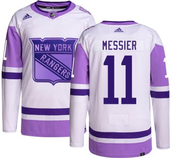 Adidas New York Rangers Youth Mark Messier Authentic Hockey Fights Cancer NHL Jersey