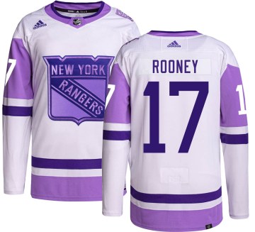 Adidas New York Rangers Youth Kevin Rooney Authentic Hockey Fights Cancer NHL Jersey